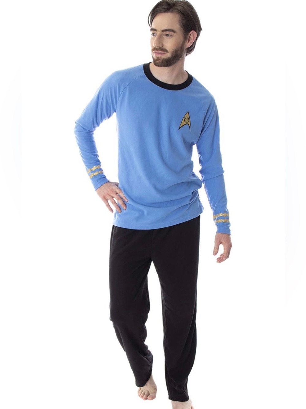 Spock Light Blue Starfleet Long Sleeve Top & Black Pants pajamas